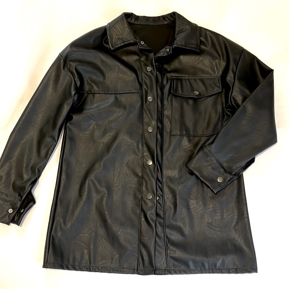 Faux Leather Shacket